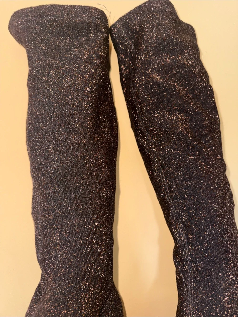 K Flag “Dina” Vintage Sparkle-Trim Over-the-Knee Boots in Black Size 7 1/2